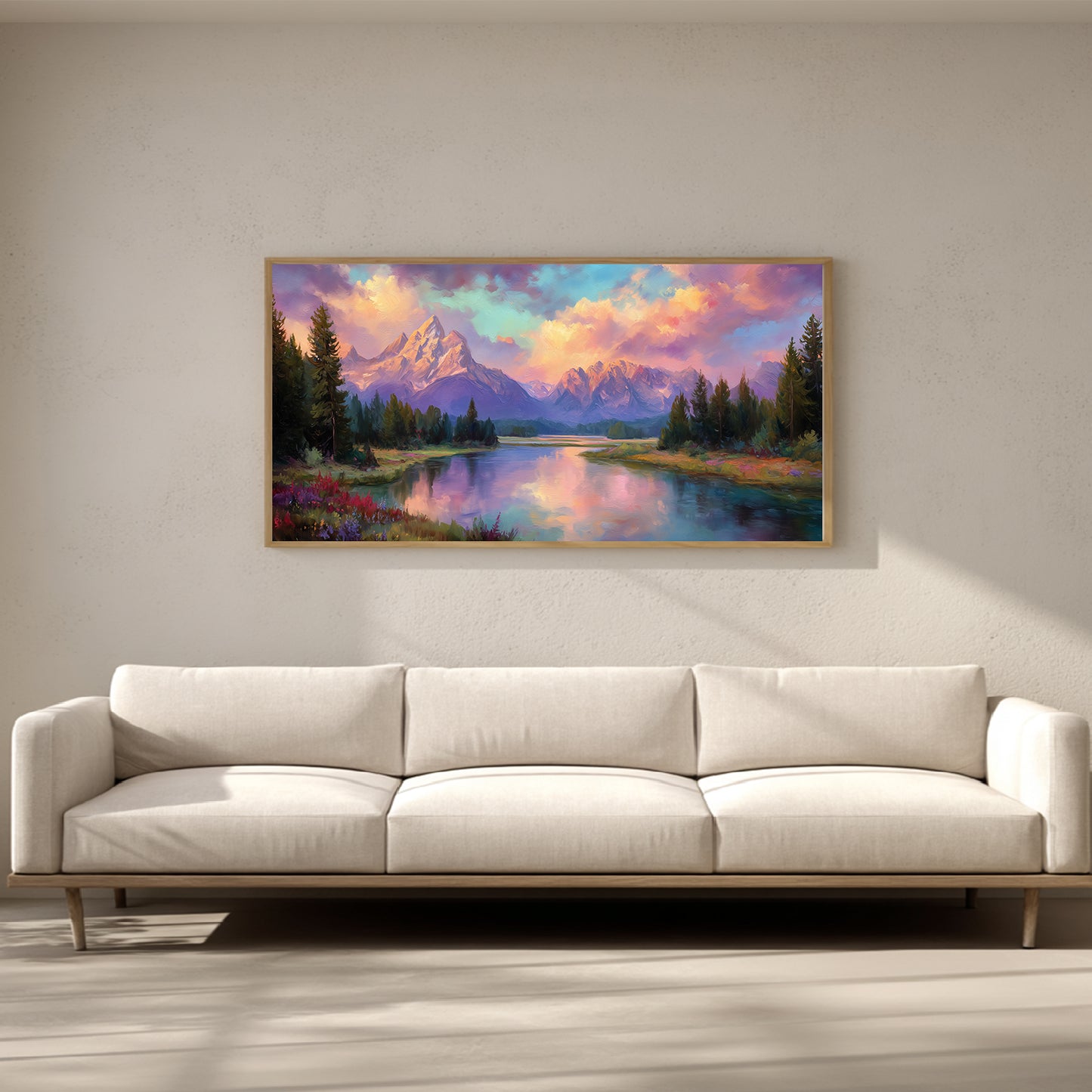 Snowy Mountain Lake Abstract Landscape
