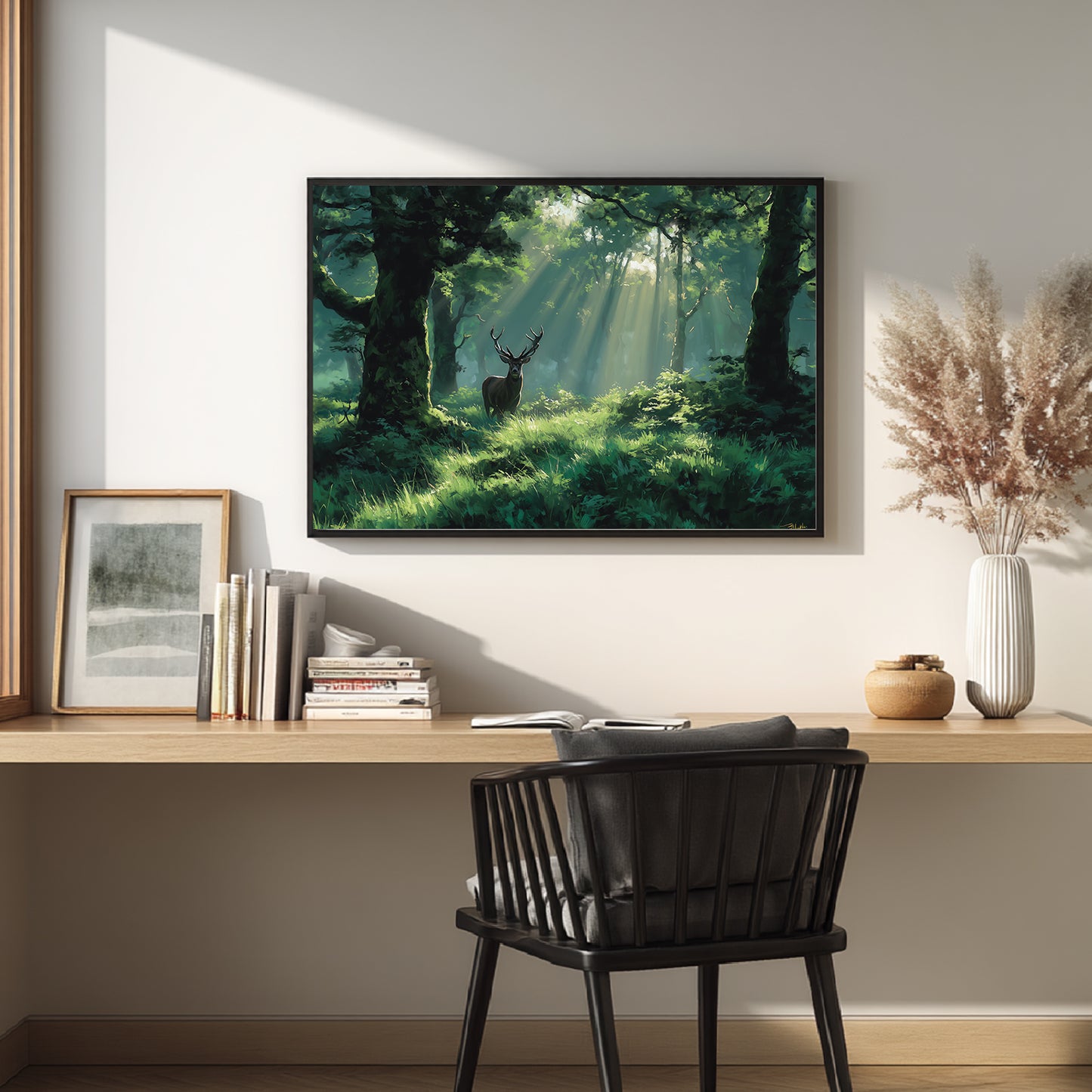 Nature Animal Deer in The Forest Abstract Landscape Sunlight