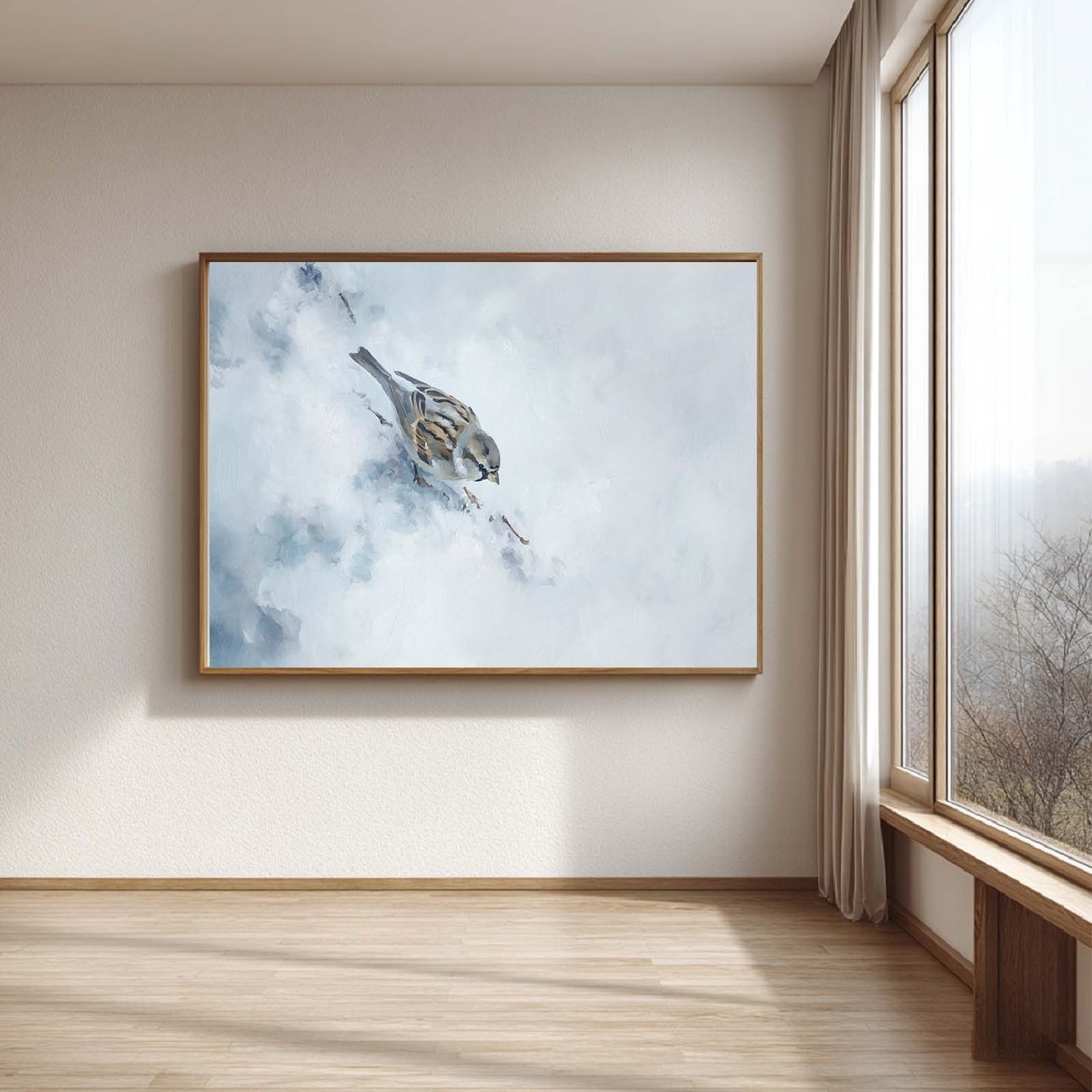 Abstract Winter Snowy Bird