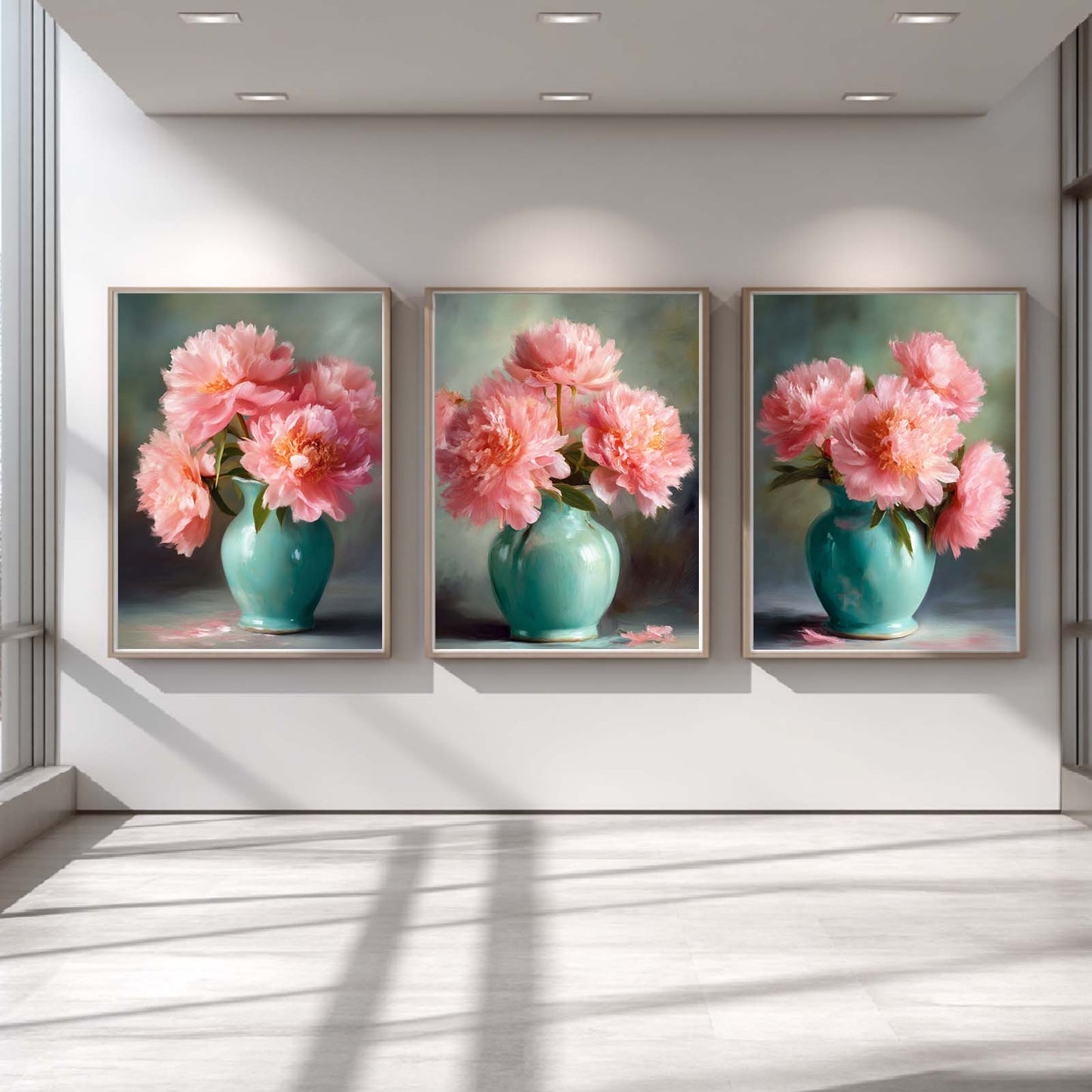 Canvas Painting Pink Peony Wall Art Plant Pictures for Living Room Bedroom Decoration Canvas Pictures Poster Frameless
