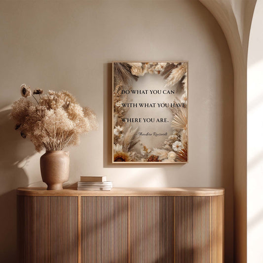 Inspirational Quote Beige Modern Decoration Frameless Canvas Painting