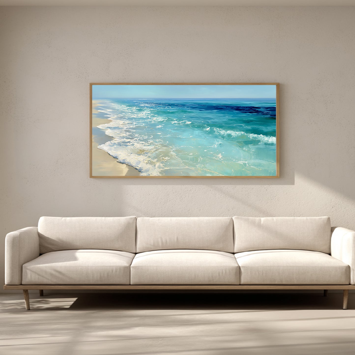Abstract Beach Waves and Sea Canvas Painting – Wall Art for Living Room Bedroom Decoration, Poster Print, Frameless