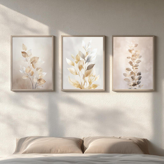 Abstract Retro Plants Colorful Beige