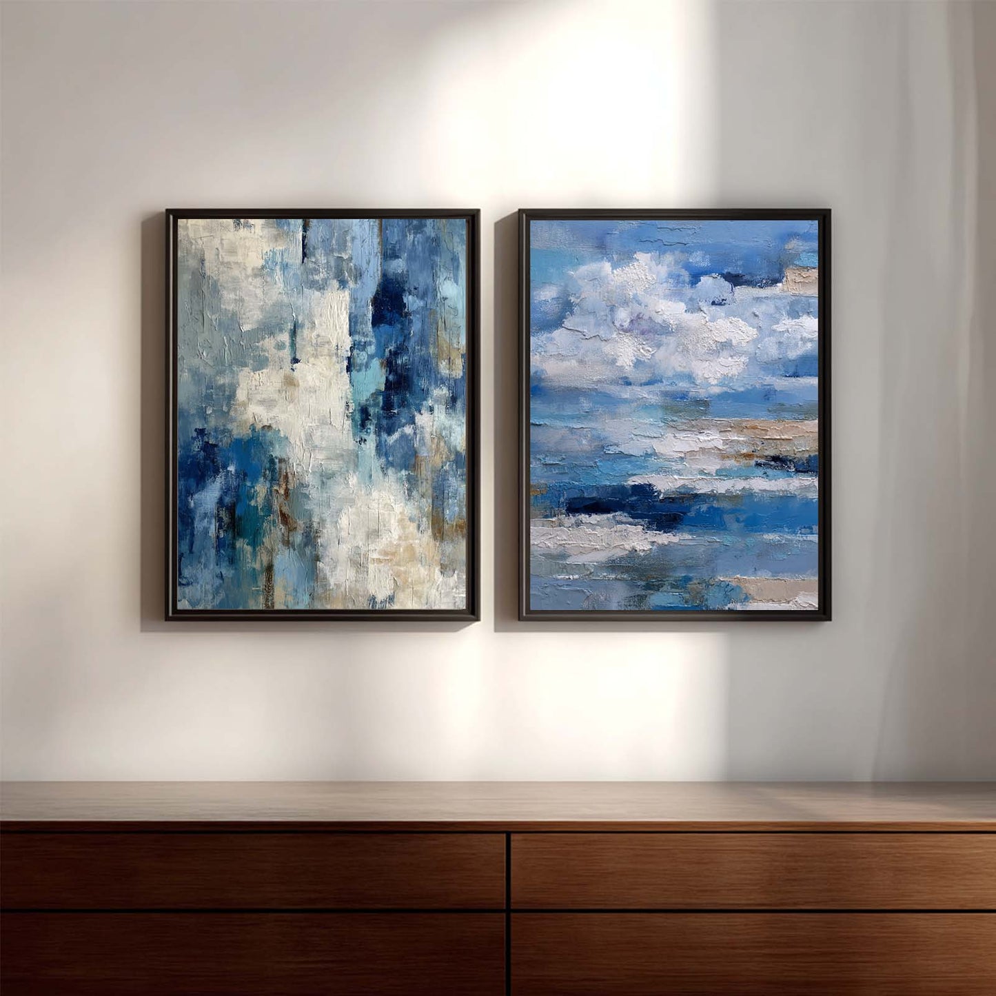 Abstract Blue Beige Painting