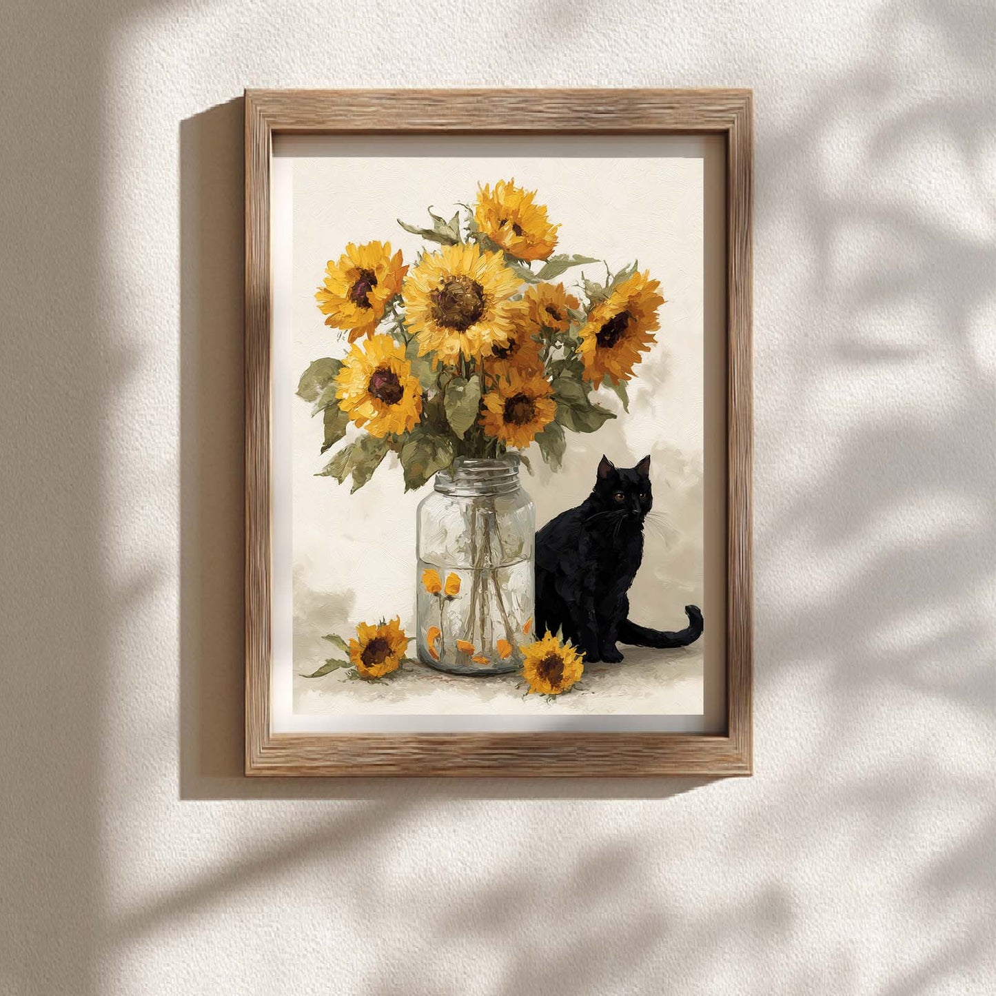 Abstract Vase Cat Canvas Painting – Wall Art for Living Room Bedroom Decoration, Poster Print, Frameless