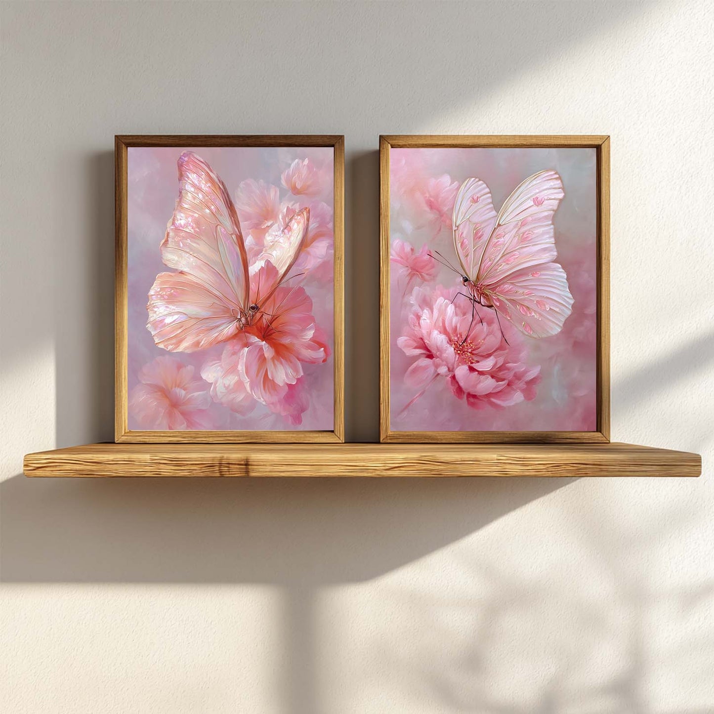 Pink Butterfly Flower Abstract Canvas Painting Wall Art for Living Room Bedroom Decoration, Poster Print, Frameless