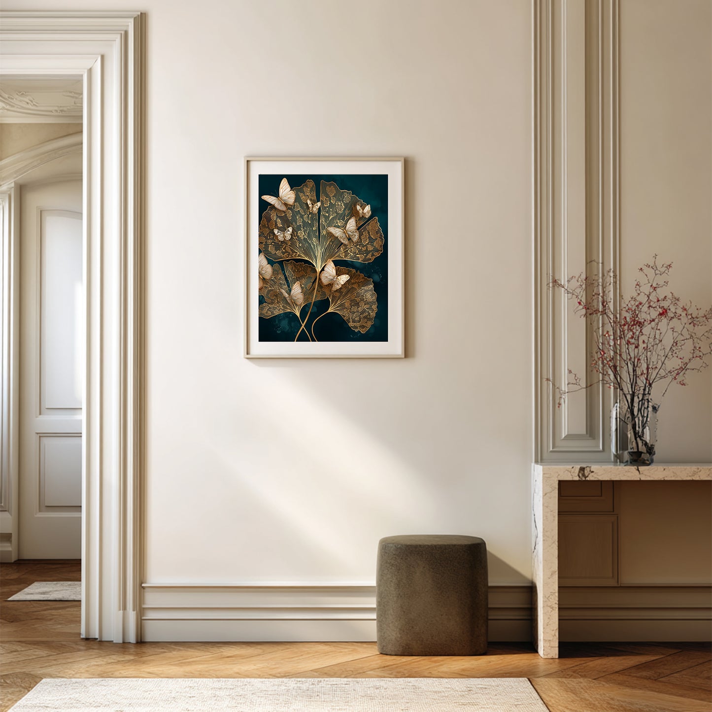 Abstract Black Gold Butterfly Leaves Canvas Painting Wall Art for Living Room Bedroom Decoration, Poster Print, Frameless