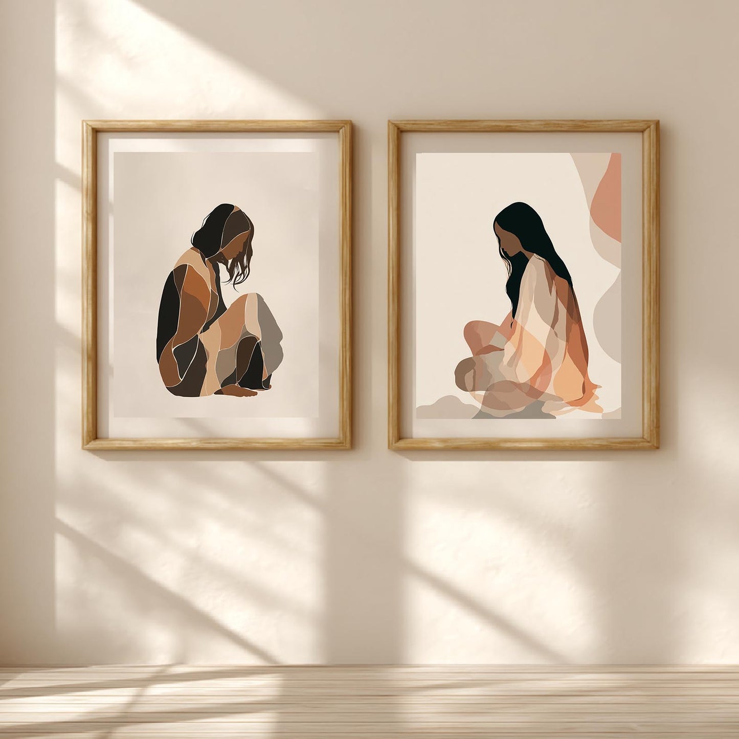 Abstract Beige Minimalist Line Girl