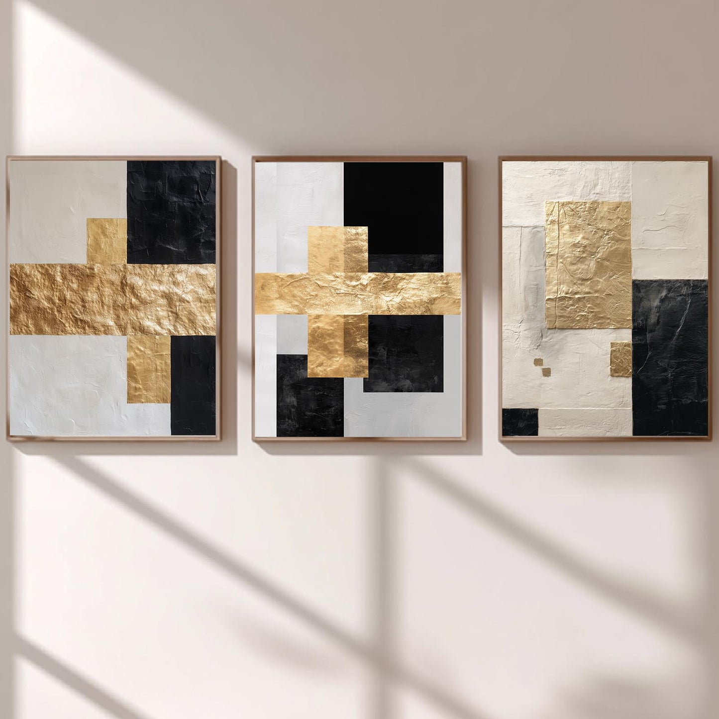 Abstract Geometry Beige Black Gold