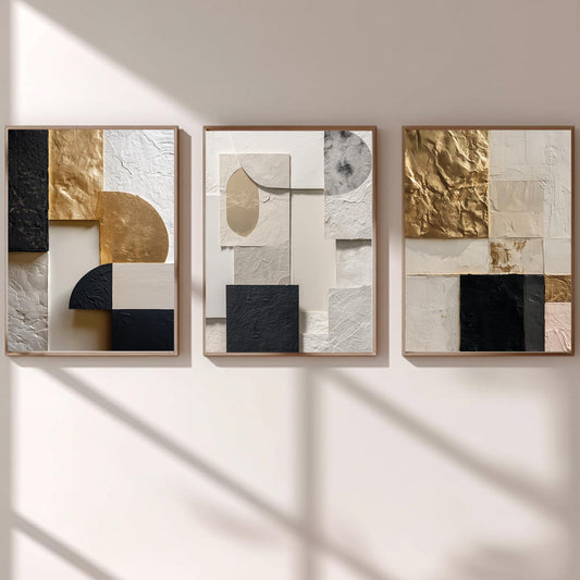 Abstract Geometry Beige Black Gold
