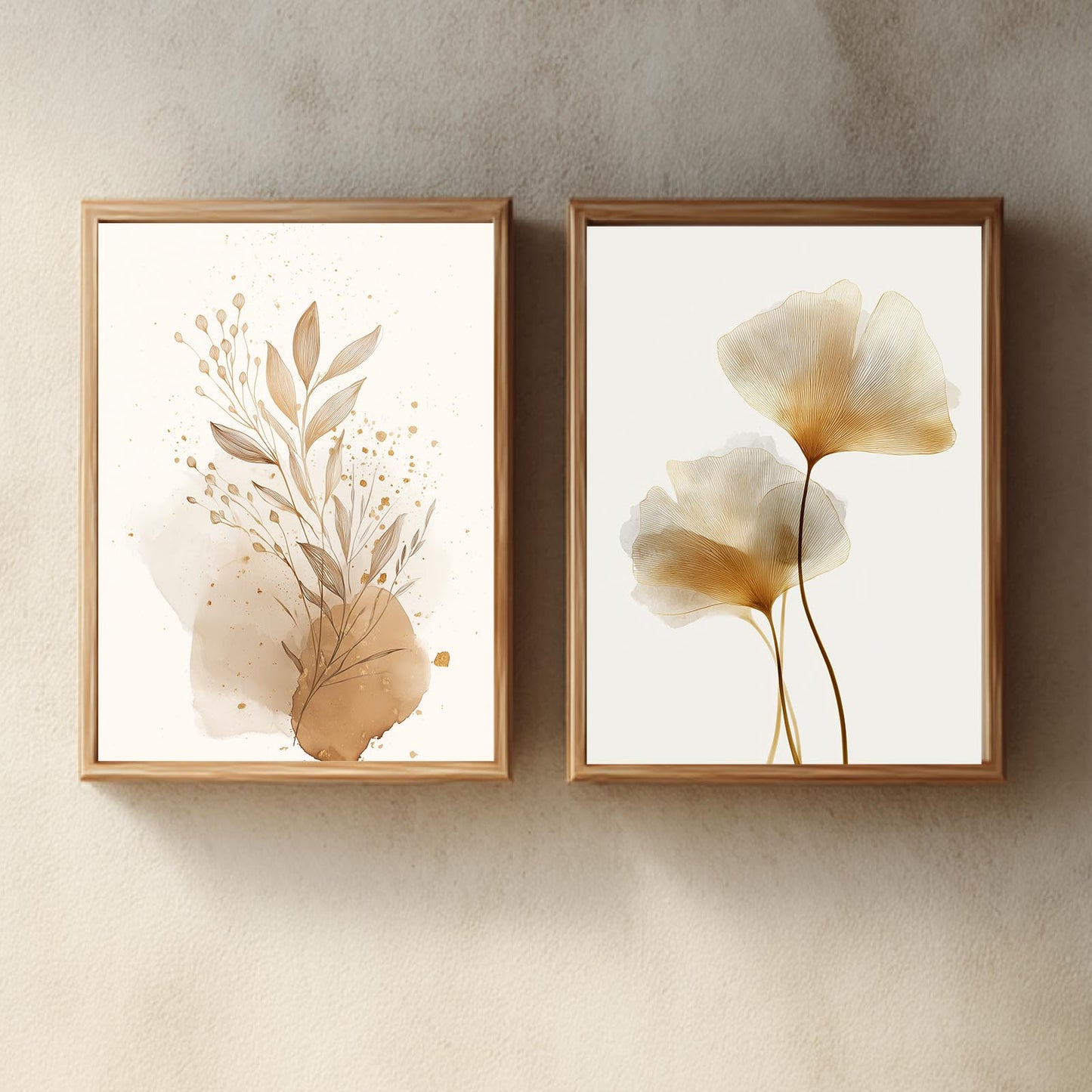 Minimalism Green Plants Beige