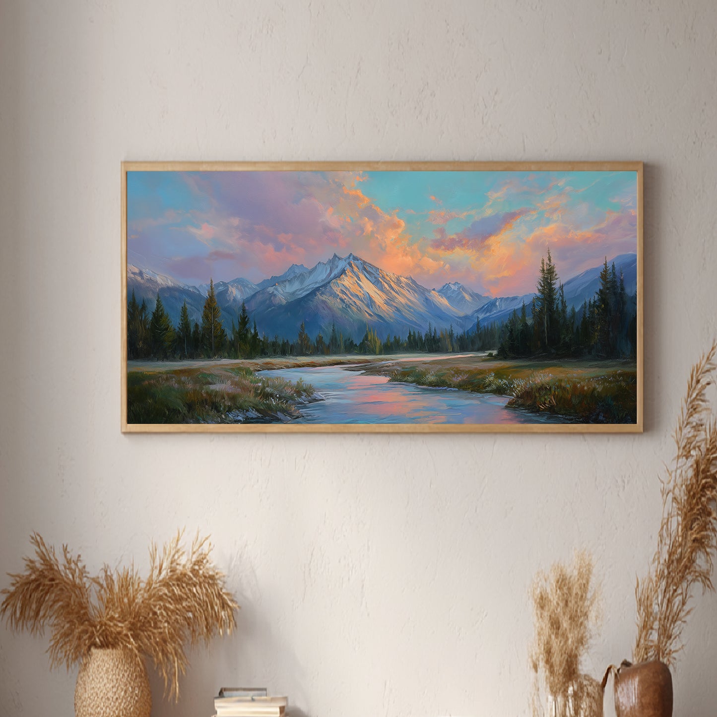 Snowy Mountain Lake Abstract Landscape