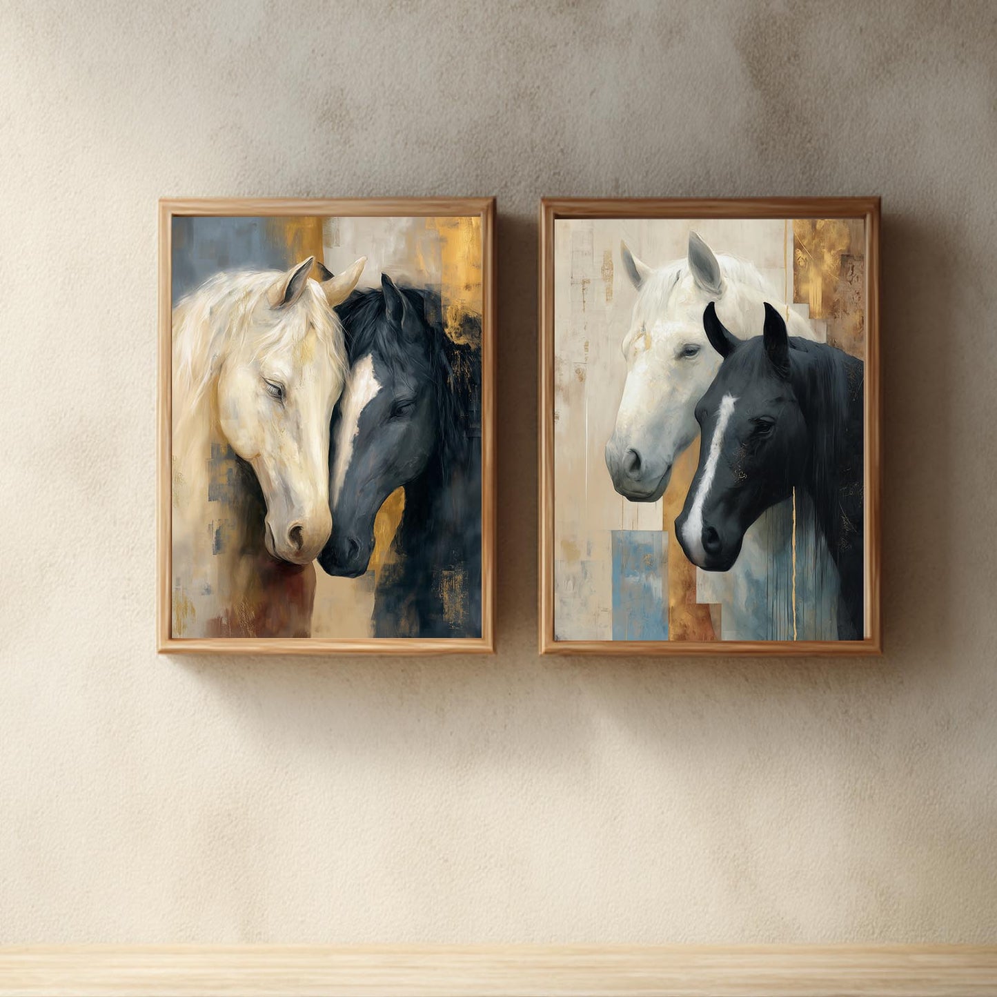 Abstract Black and White Horse