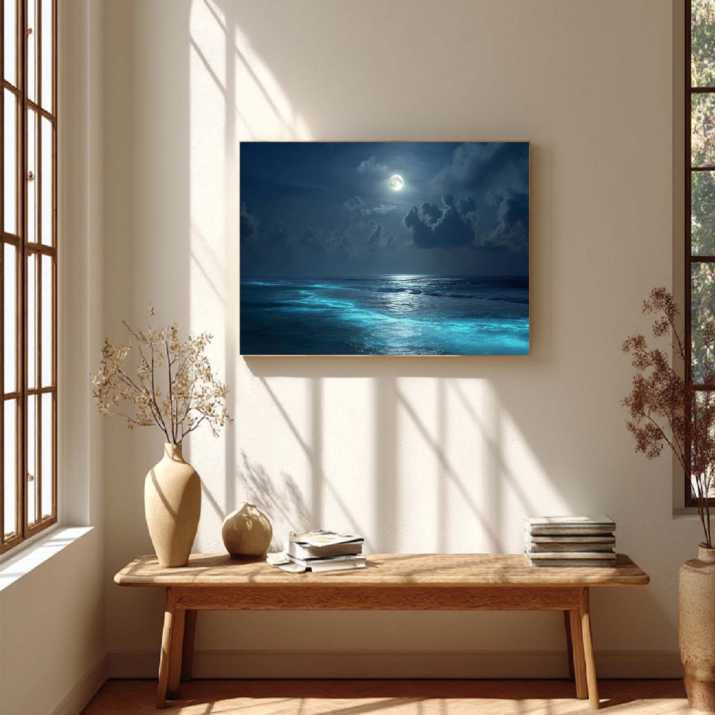 Abstract Oil Painting Moonlit Coast