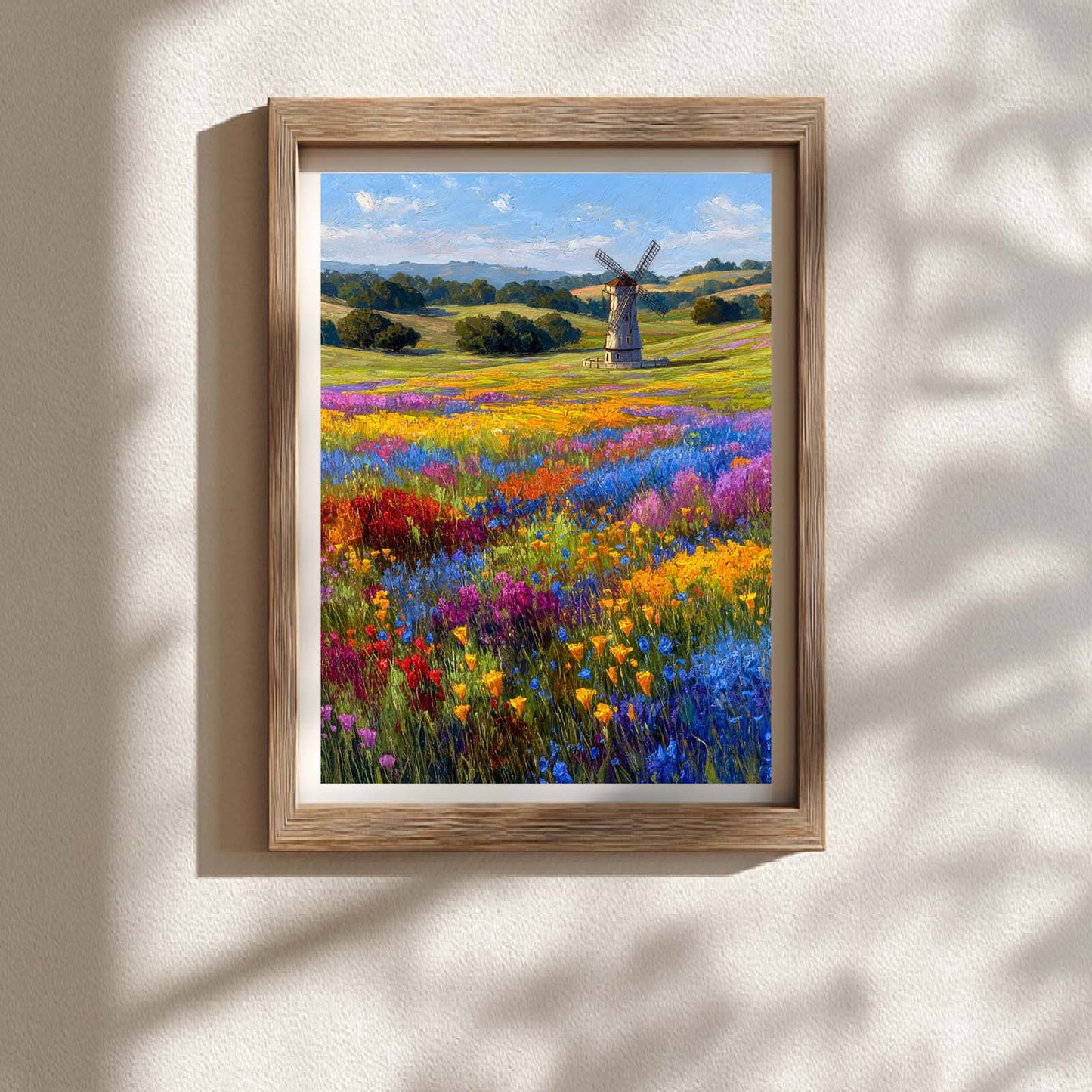 Abstract landscape Windmill Flower field
