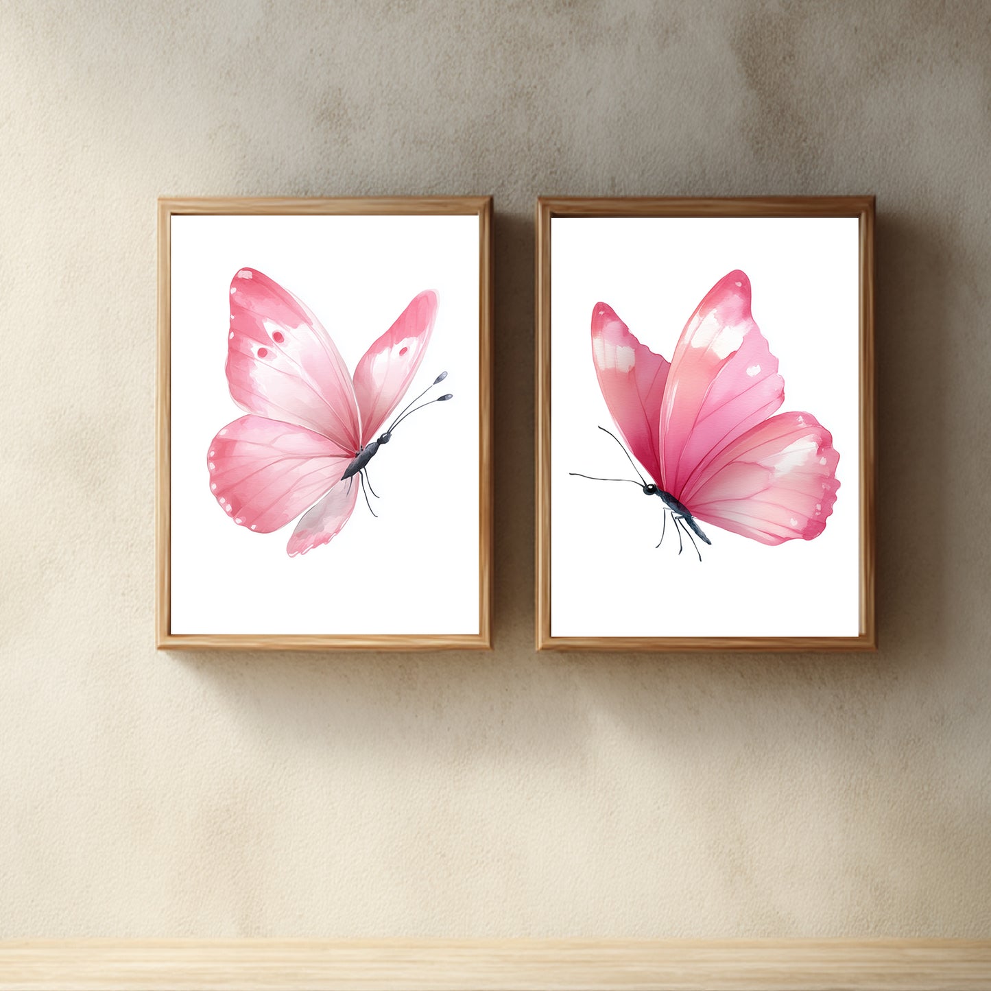 Abstract Pink Butterfly Canvas Painting Wall Art for Living Room Bedroom Decoration, Poster Print, Frameless