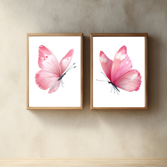 Abstract Pink Butterfly Canvas Painting Wall Art for Living Room Bedroom Decoration, Poster Print, Frameless