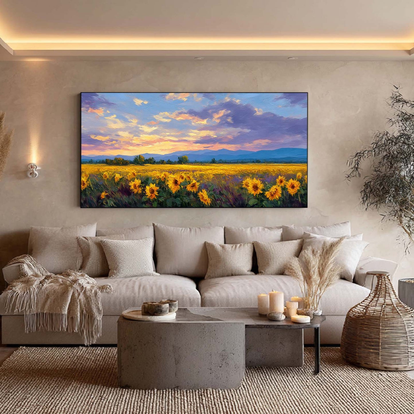 Sunrise Sunflower Abstract Pastoral Landscape