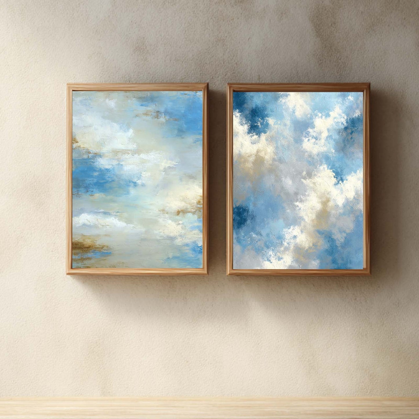 Abstract Painting Modern Blue Beige