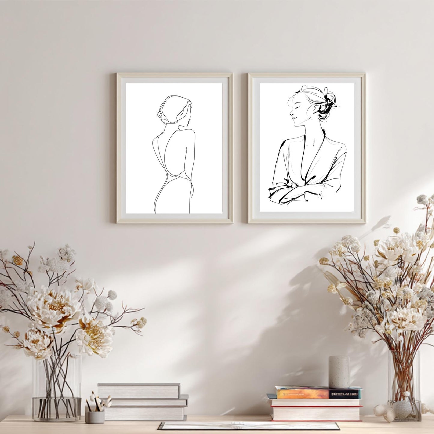 Black and White Minimalism Women Lines