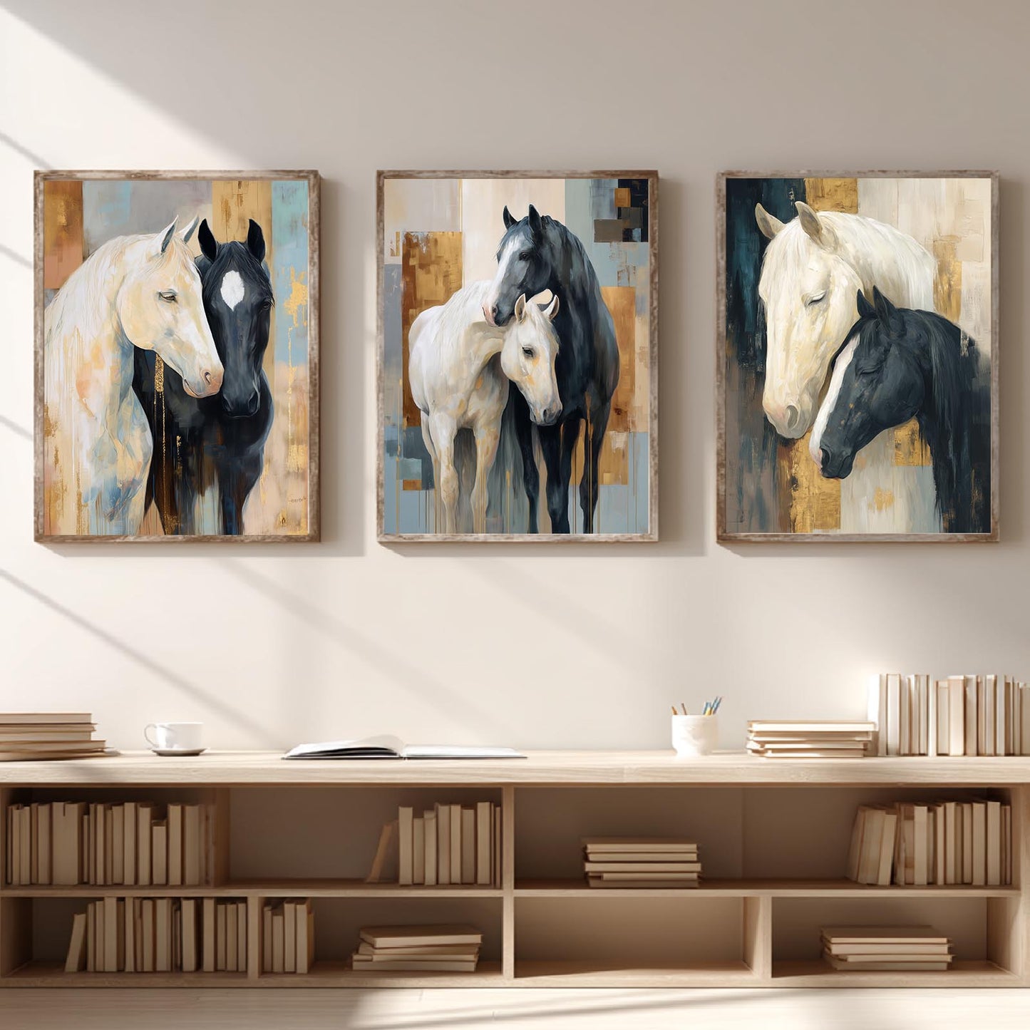 Abstract Black and White Horse