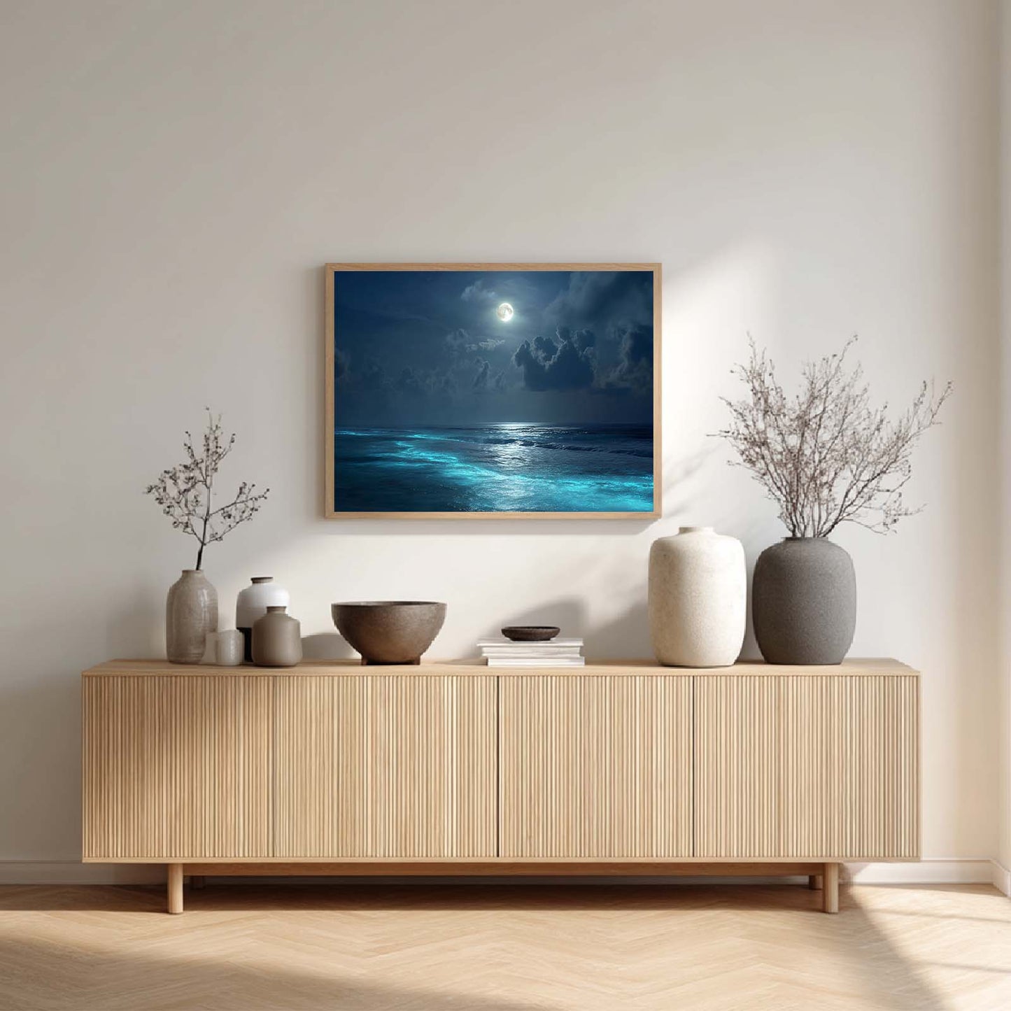 Abstract Oil Painting Moonlit Coast