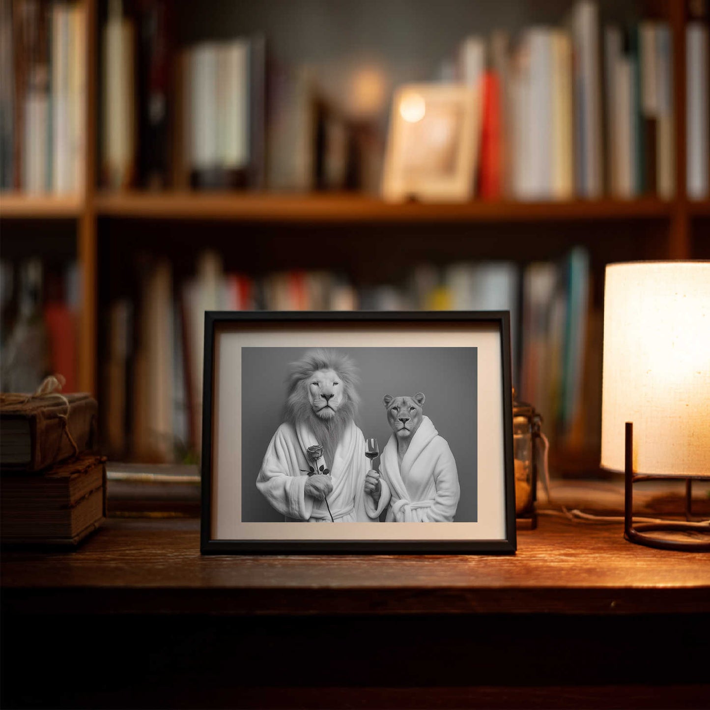 Abstract Funny Animal Bathrobe Lion Couple