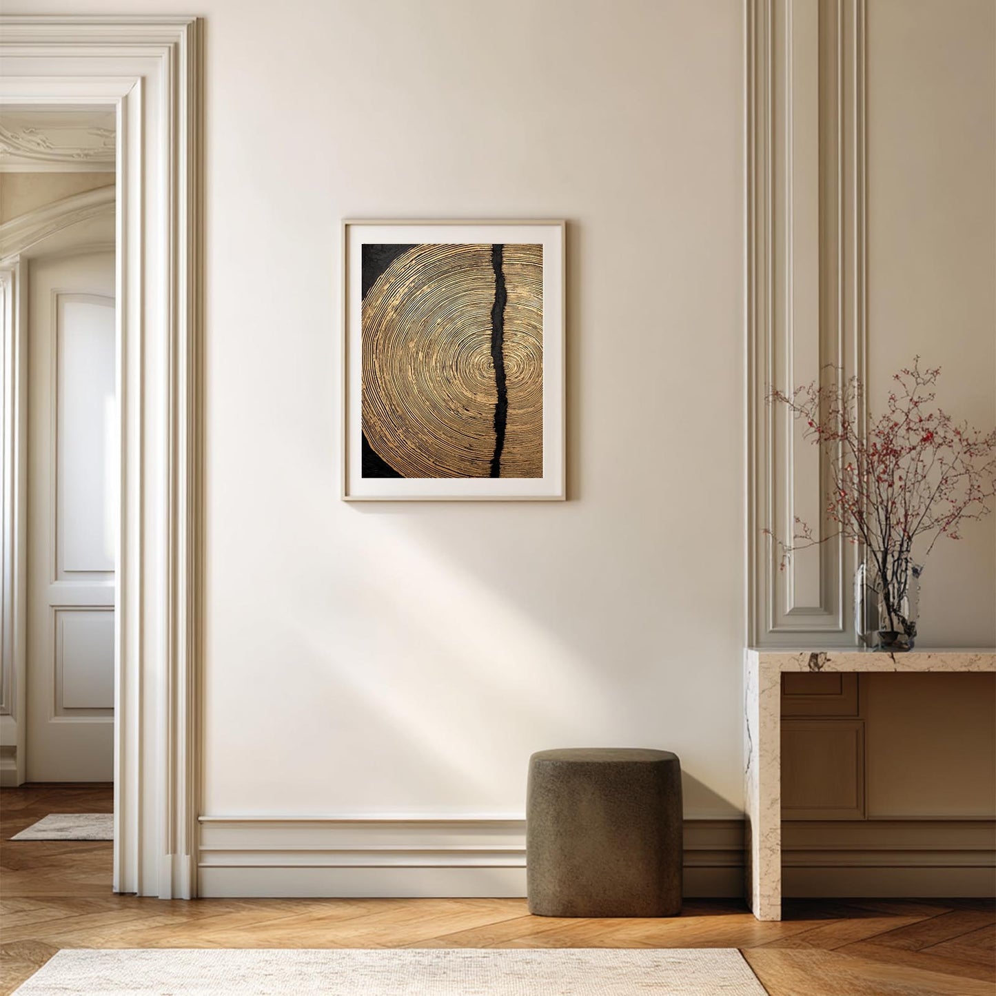 Abstract Black Gold Wood Grain