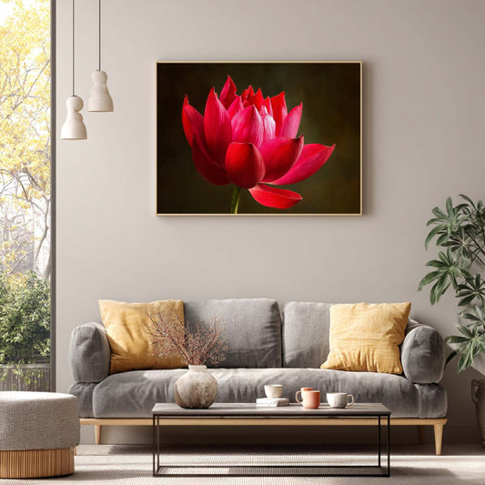 Abstract Lotus Plant Canvas Painting – Wall Art for Living Room Bedroom Decoration, Poster Print, Frameless