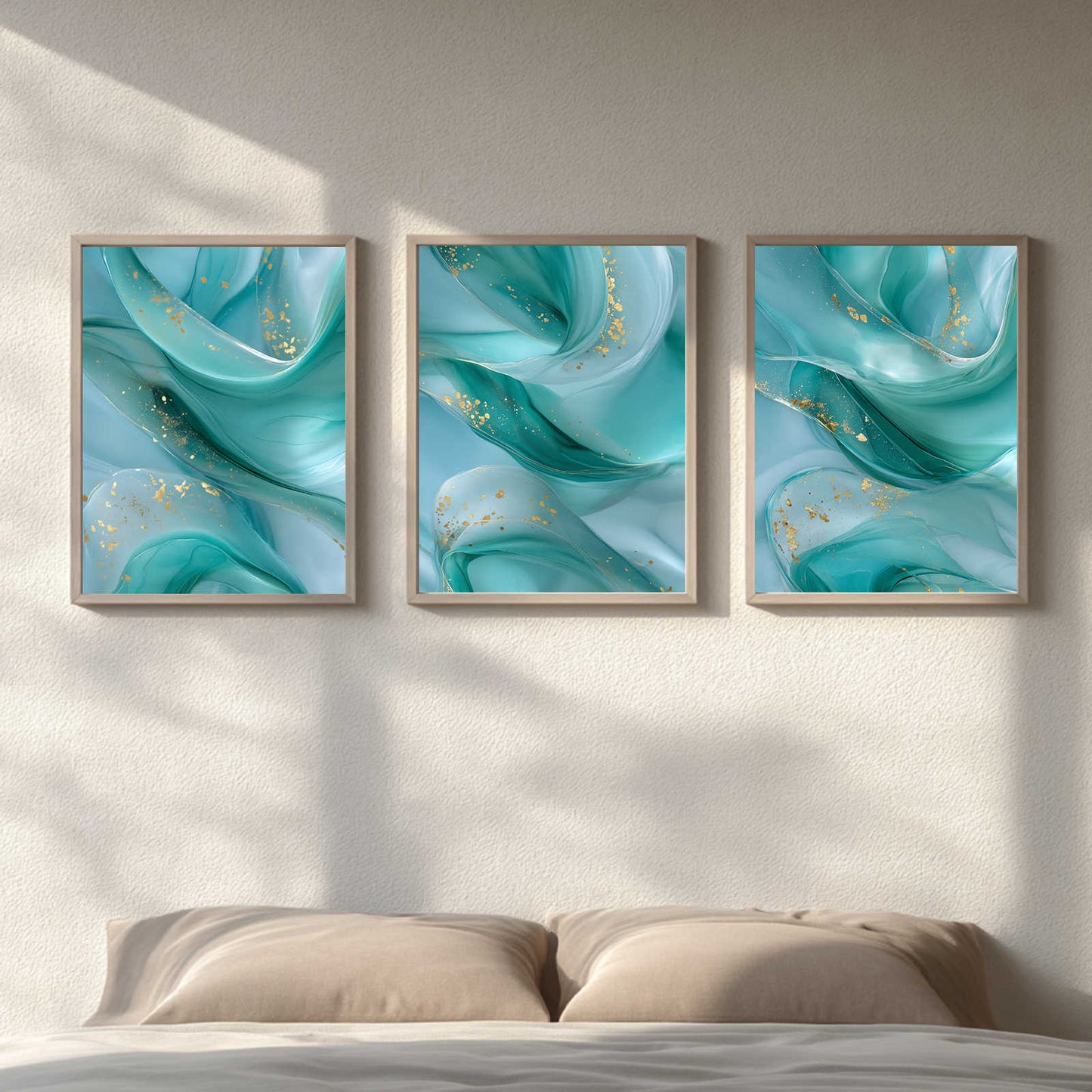 Abstract Green and Gold Liquid Luxury