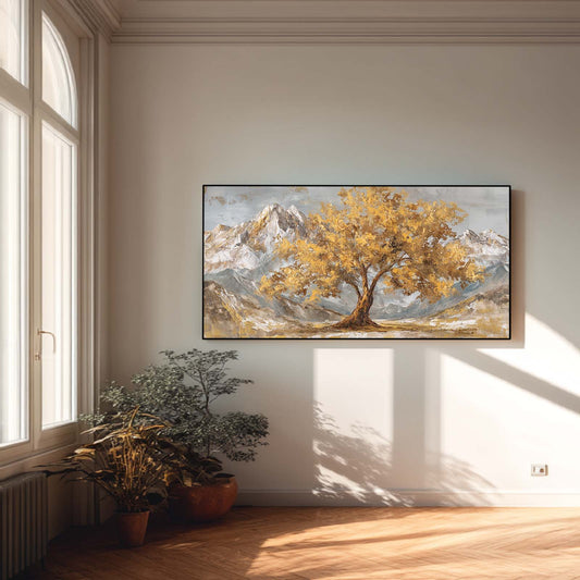Golden Tree Abstract Oil Painting