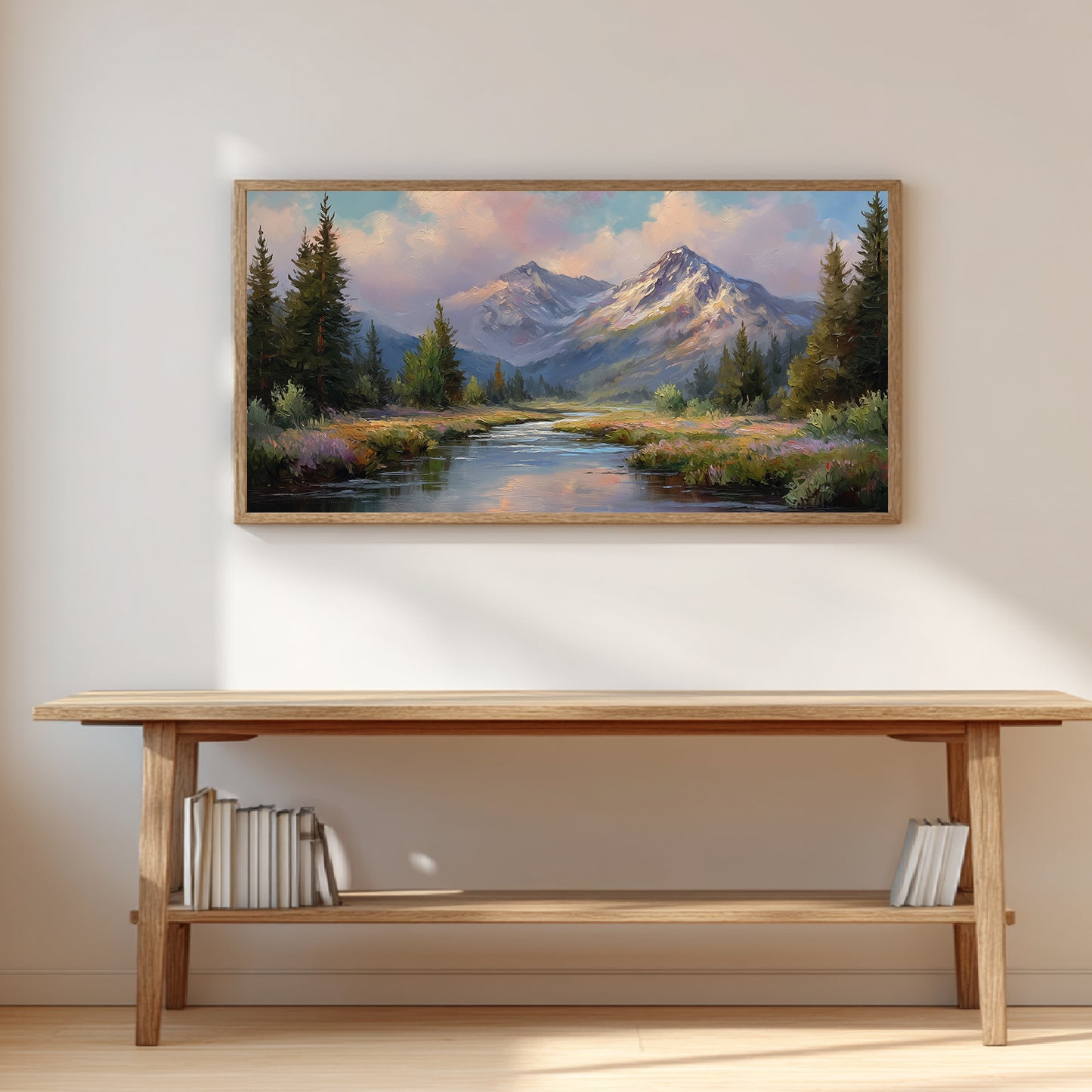 Snowy Mountain Lake Abstract Landscape