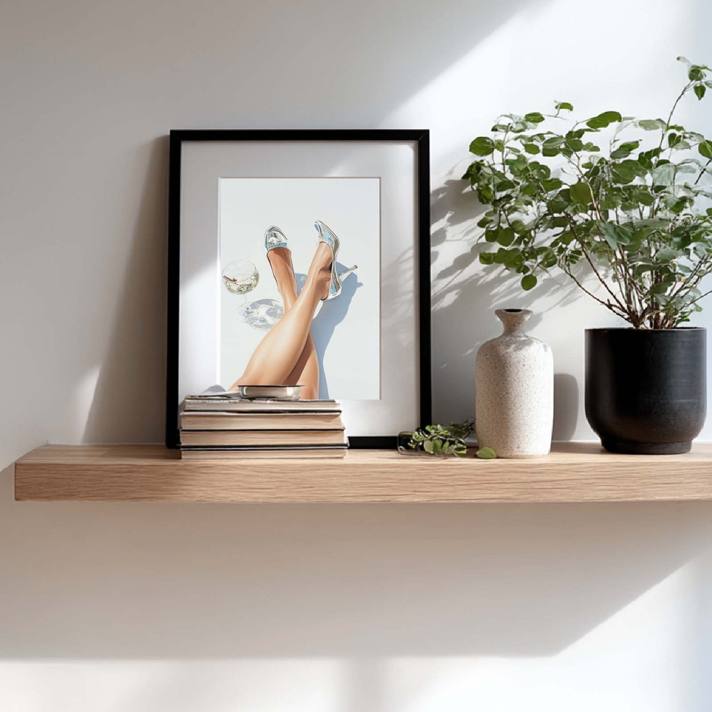 Abstract Oil Painting High Heels Wine Glass