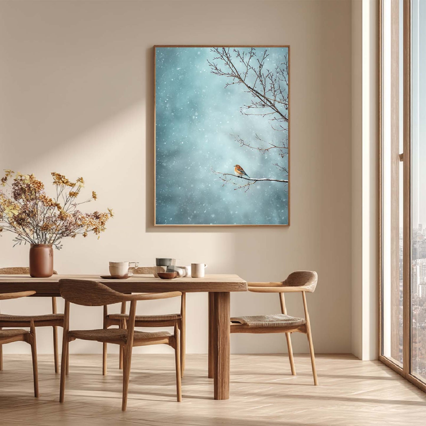 Abstract Oil Painting Winter Bird