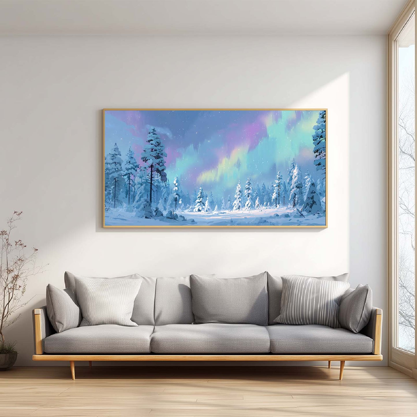 Abstract Oil Painting Landscape Forest Aurora