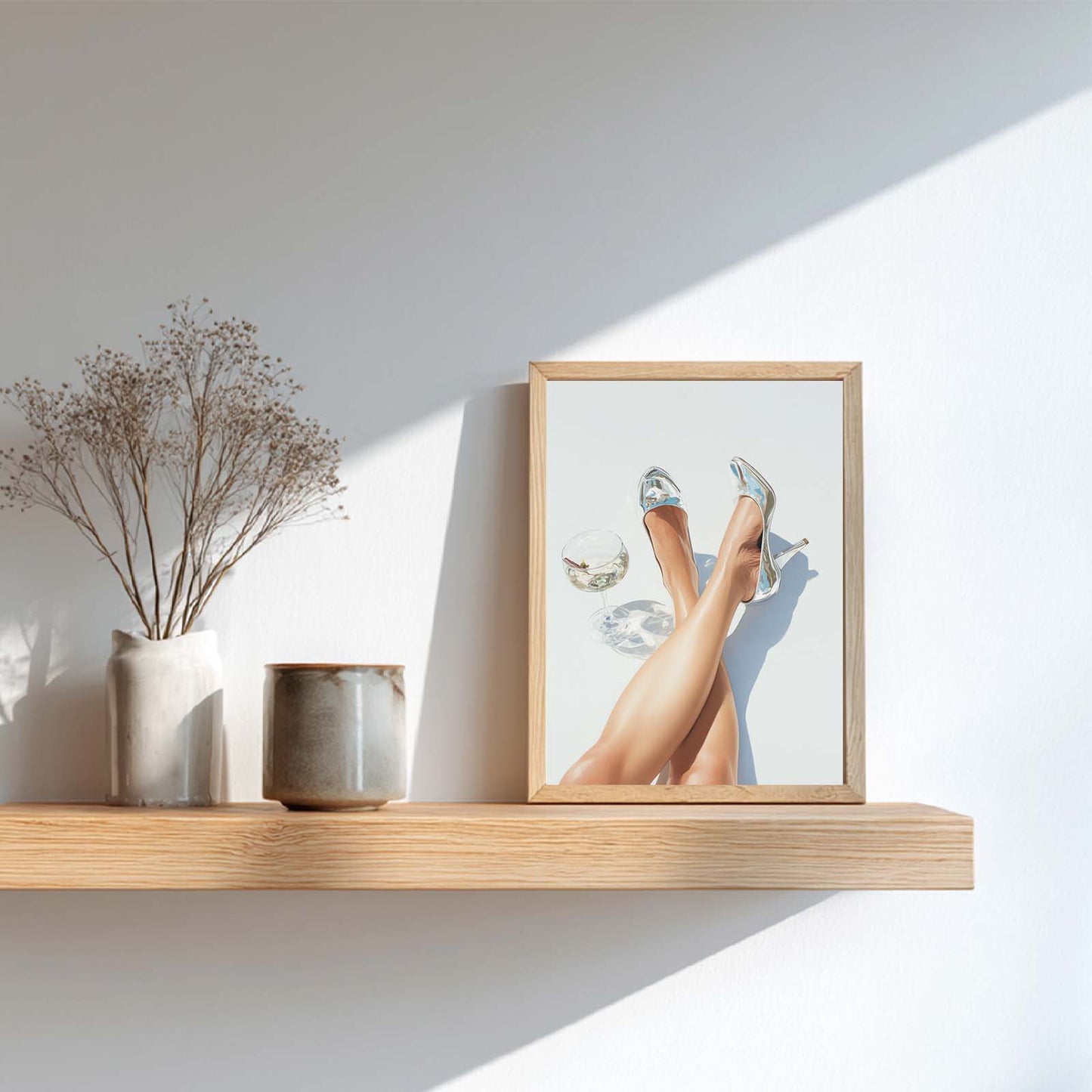 Abstract Oil Painting High Heels Wine Glass