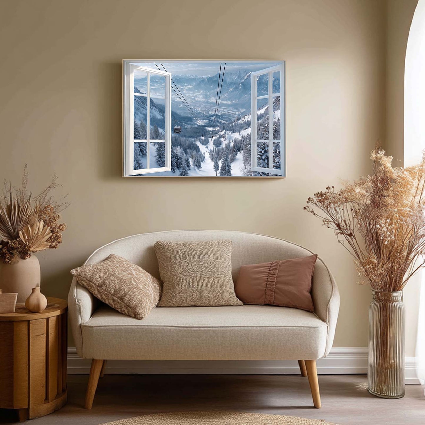 Abstract Landscape Window View Snowy Mountain