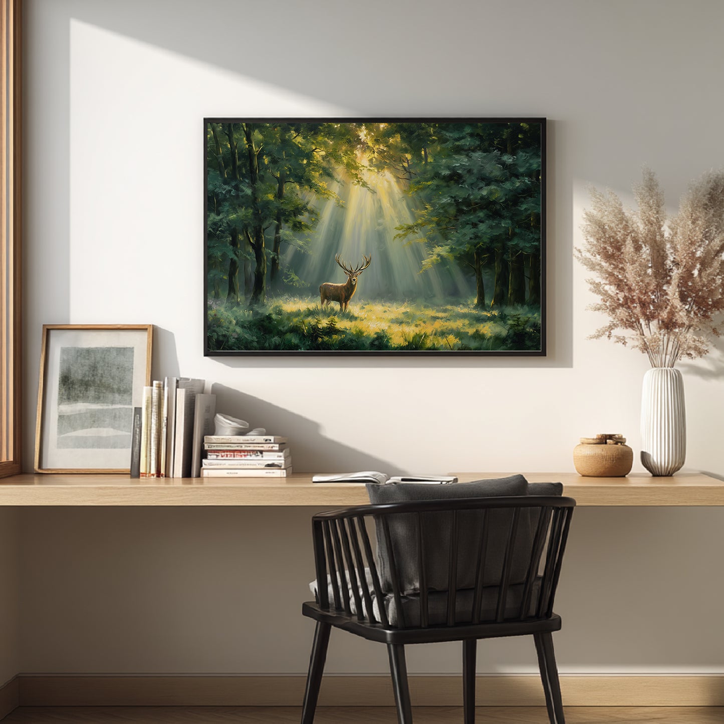 Nature Animal Deer in The Forest Abstract Landscape Sunlight