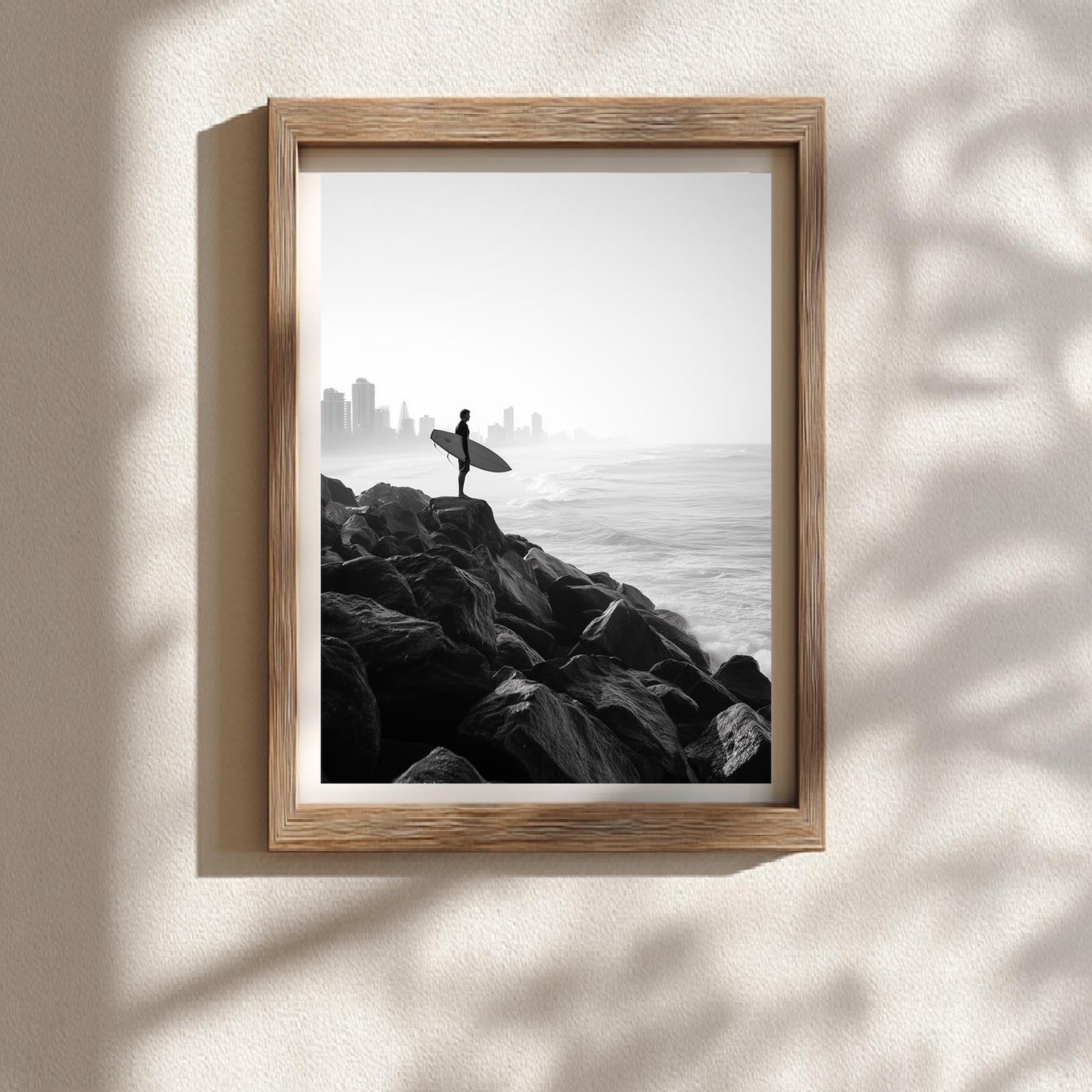 Black and White Beach Surfing