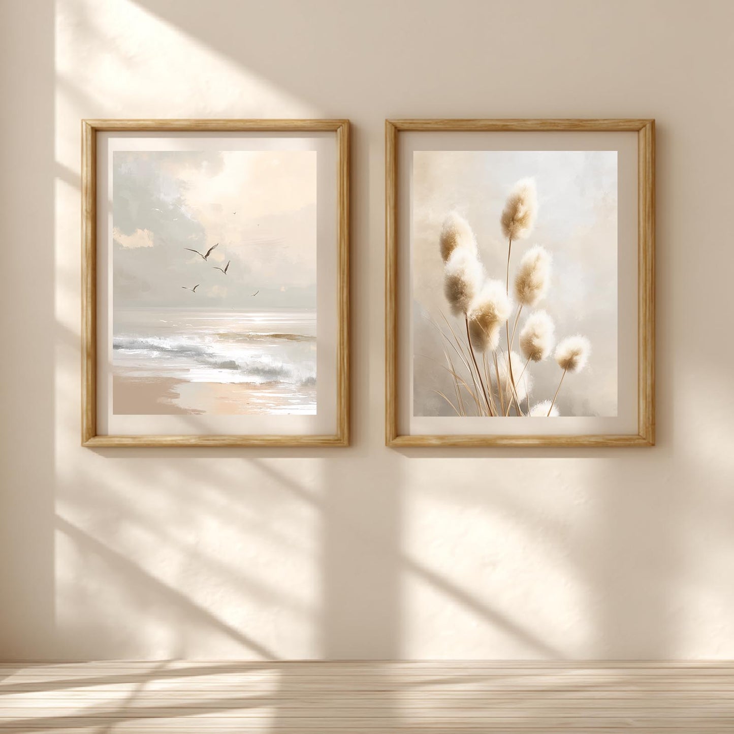Seabird Beige Pampas Grass Abstract Landscape