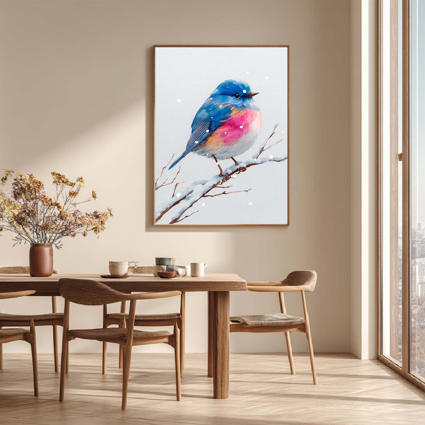 Abstract Oil Painting Winter Bird