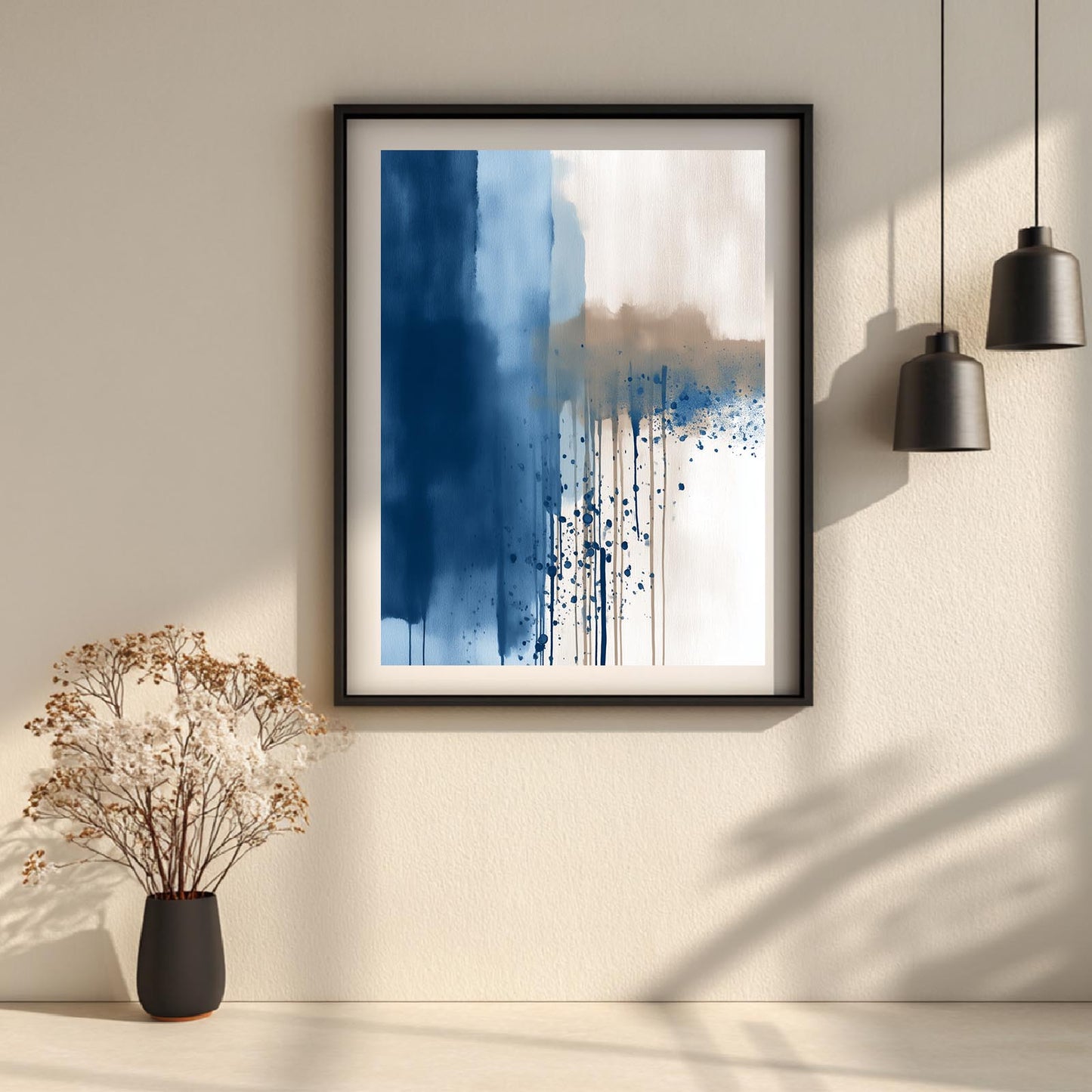 Abstract Blue Gray Beige