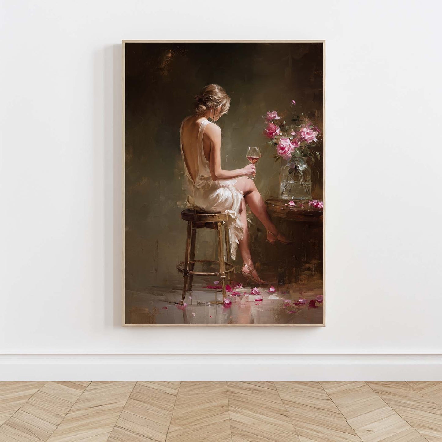 Abstract Sexy Female Wine Glasses Canvas Paintin Wall Art for Bathroom Decoration, Poster Print, Frameless