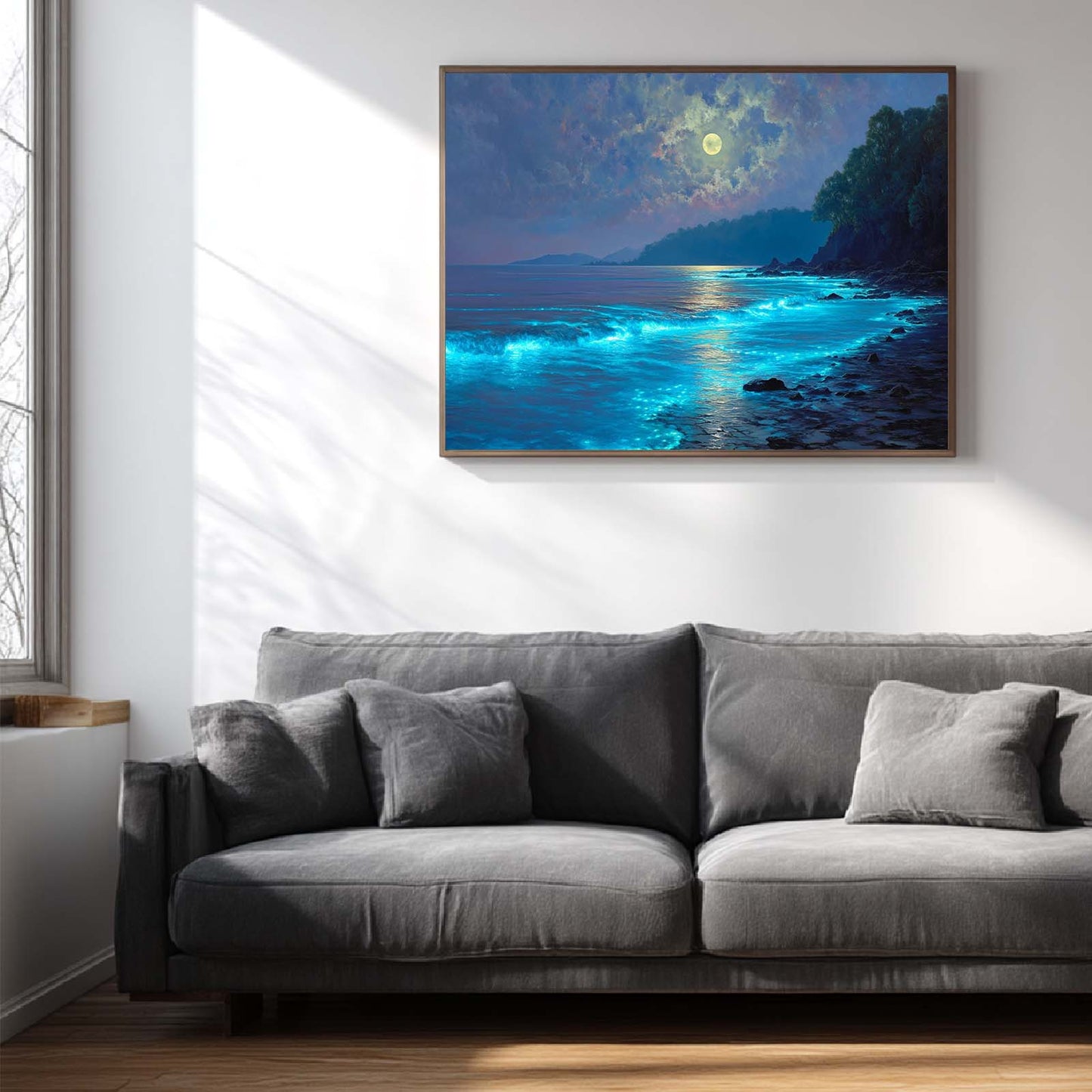 Abstract Oil Painting Moonlit Coast