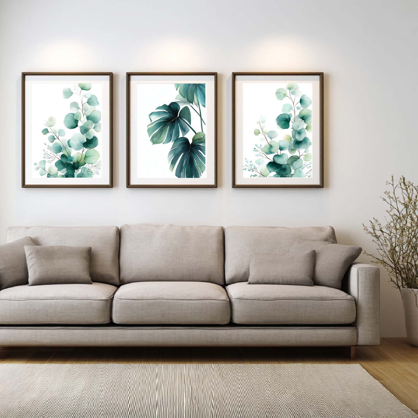 Abstract Flower Green Leaves Plant Canvas Painting Wall Art for Living Room Bedroom Decoration, Poster Print, Frameless