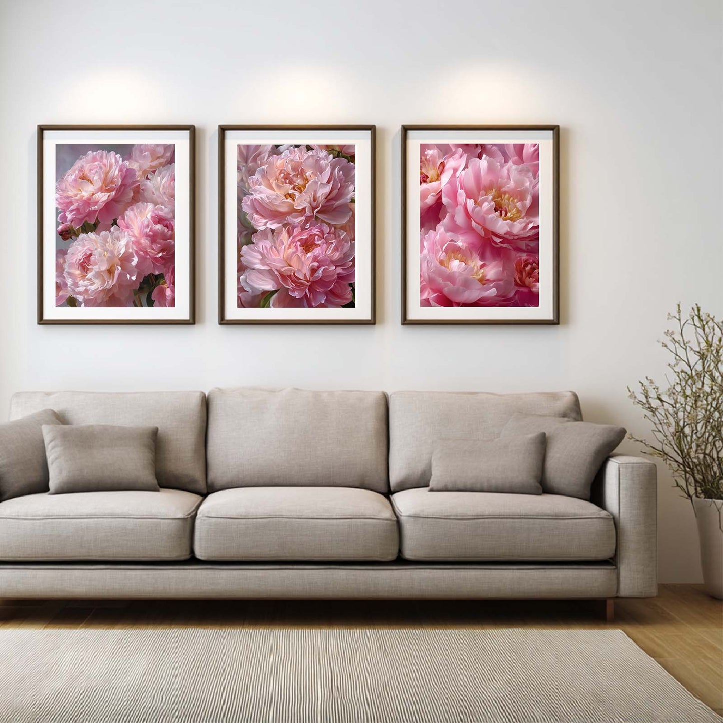 Abstract Pink Flower Canvas Painting Wall Art for Living Room Bedroom Decoration, Poster Print, Frameless