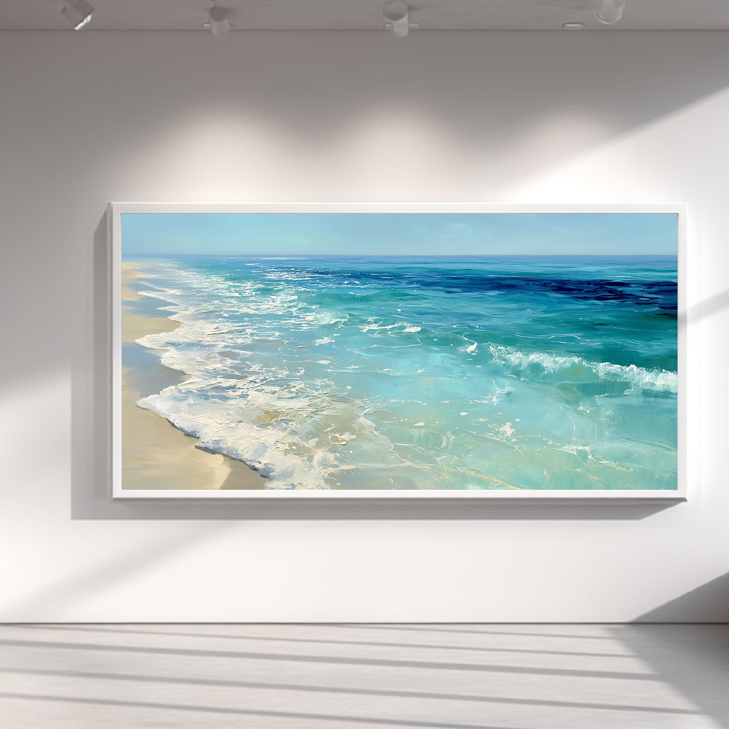 Abstract Beach Waves and Sea Canvas Painting – Wall Art for Living Room Bedroom Decoration, Poster Print, Frameless