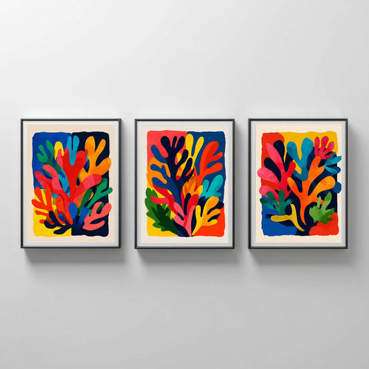 Abstract Colorful Leaves Canvas Painting Modern Wall Art for Living Room Bedroom Decoration, Poster Print, Frameless