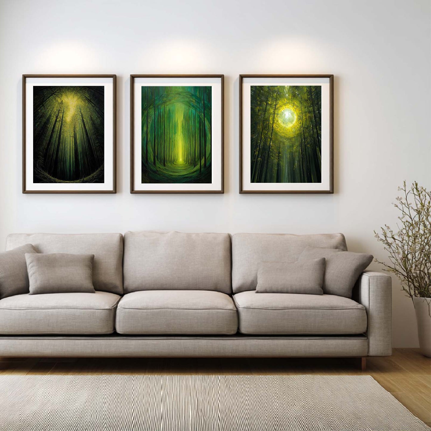 Abstract Landscape Forest Sunlight Canvas Painting Wall Art for Living Room Bedroom Decoration, Poster Print, Frameless