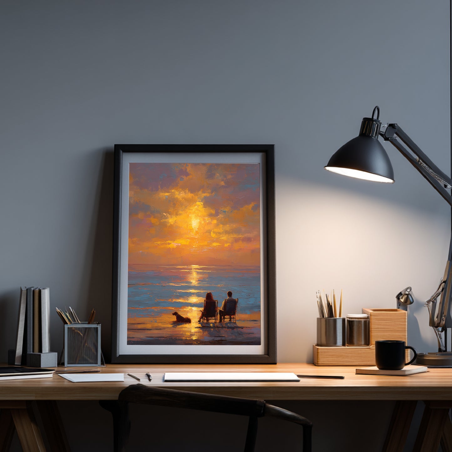 Abstract Landscape Sunset By The Sea Couple